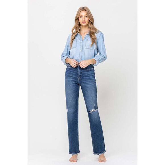 Flying Monkey Super High Rise Straight Leg Jeans - F4120 - Size 27 - Picture 6 of 13